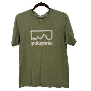 Patagonia Olive Green Short Sleeve Tee Shirt Mens M 100% Organic Cotton Casual